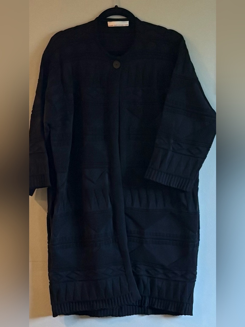 Liviana Conti Italian Textured Knit Duster Cardigan Sophisticated Luxury Sz Lrg